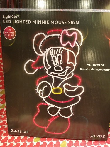 Gemmy Disney Magic Holiday Lighted Minnie Mouse Neon Sign Christmas Yard Decor