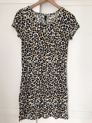 H&M Leopard Print Tshirt Dress Top 8