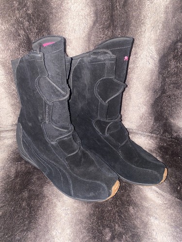 PUMA Mahanuala Sneaker Boots Women's 8 Black Suede Lace Up Winter Shoe