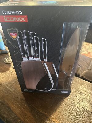 Cuisine::pro  6 Piece Knife Set NIB NEW With WOODEN block German ICONIX FREE SHP