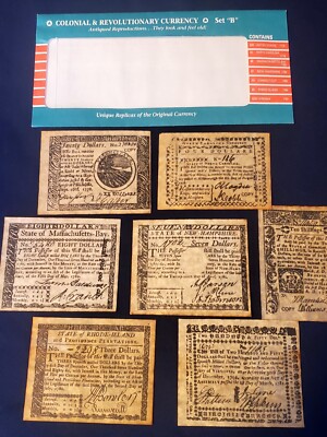 Colonial & Revolutionary Replicated Paper Currency Set B