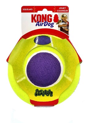 KONG AirDog Saucer Medium/Large Squeaky Tennis Ball Material Dog Fetch Toy 6.5''