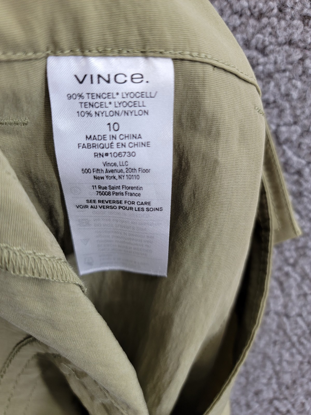 Vince Mid-Rise Fluid Cargo Pants Women 10 Earthly Zip Fly with Button Closure - Picture 16 of 18