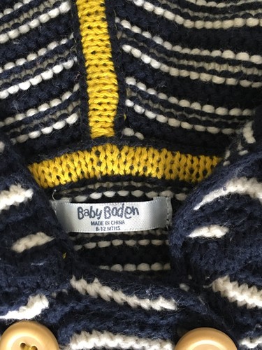 Baby Boden Boys Girls Size 6-12 Months Sweater Jacket Hooded Button Up Unisex