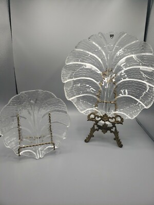 Orrefors Eden Platter 12.5'' & 7.5''  Leaf Design Entertainment Hor D'oeuvres 