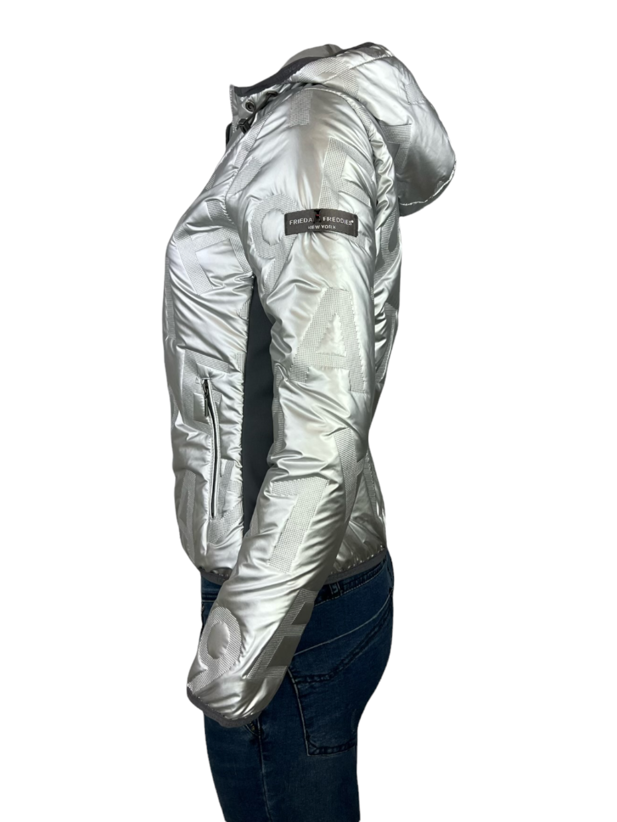 FRIEDA & FREDDIES NEW YORK FRIEDA & FREDDIES STEPPJACKE SILBER DAMENJACKE MIT KAPUZE ÜBERGANGSJACKE
