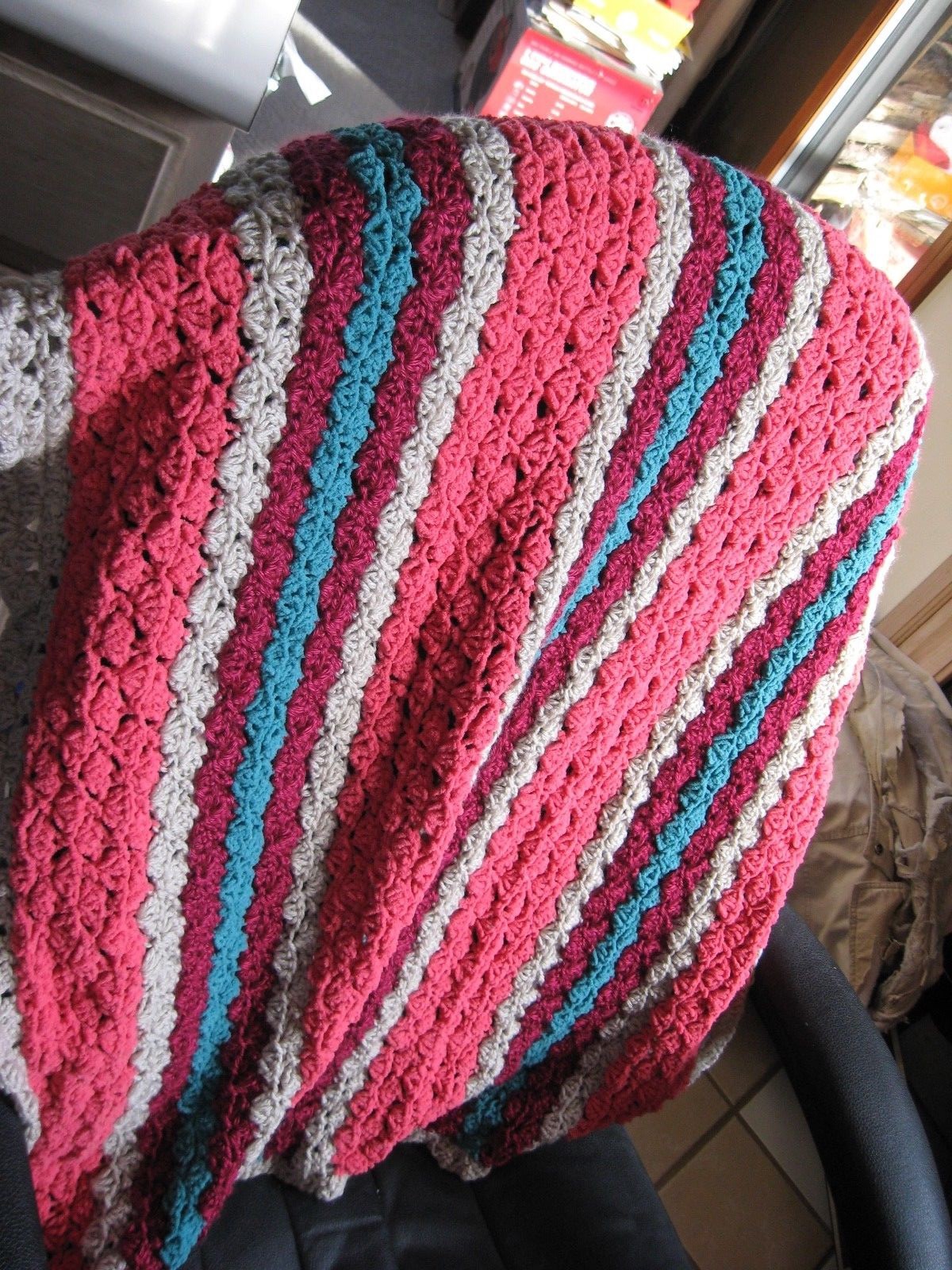 Handmade Small Shell Stitch Crochet Afghan 35