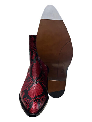 Pre-owned Bally Gaiman 6303991 Men's Ruby Animal Print Leather Boots Size 8 Msrp $1197 In Red