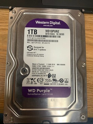 Western Digital Purple HDD 1TB,Internal,5400 RPM,3.5 inch (WD10PURZ) Hard Drive