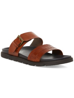 STEVE MADDEN/ мужские кожаные сандалии с круглым носком и коричневым ремешком спереди; длина обуви 10,5 М