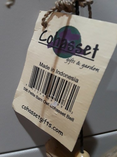 Cohasset Petite Barn Owl Bell Wind Chime CH596 new