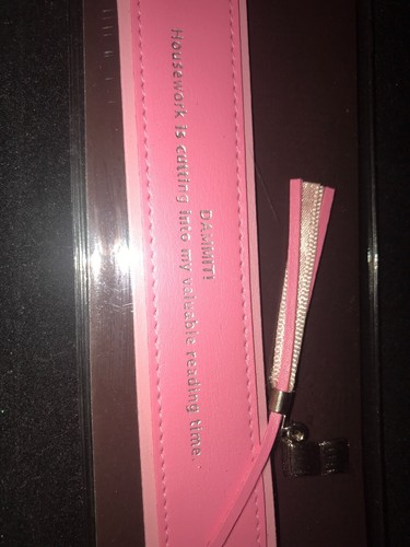 Hallmark Pink Leather Book Mark Signet NWT Housework is Cutting Into My Reading
