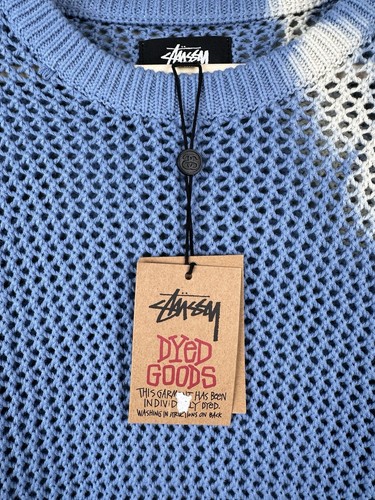 Pre-owned Stussy Mens  Pigment Dyed Loose Gauge Knitwear Sweater Size M,l In Blue