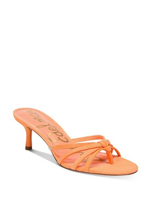 

SAM EDELMAN Женские коралловые кожаные босоножки Jedda без шнуровки на каблуке, Коралл, H0259L1