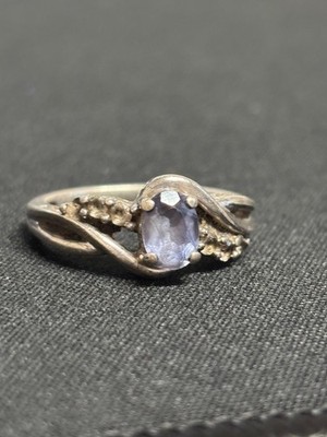 Estate Jewelry Blue CZ Band Ring .925 Sterling Silver Size 6.5
