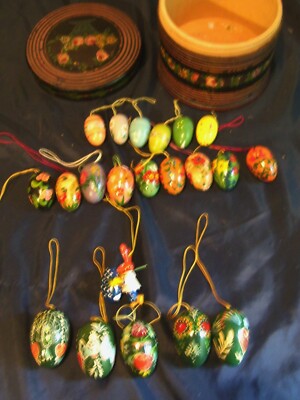Vintage German handmade Easter egg ornaments.