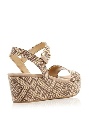 Pre-owned Stuart Weitzman Womens Sand Inca Beige St. Barth Open Toe Wedge Sandals 7.5 M