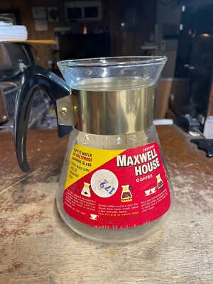 VTG Maxwell House Corning Glass INSTANT COFFEE  Pot 6 Cup  Promo Atomic Stars