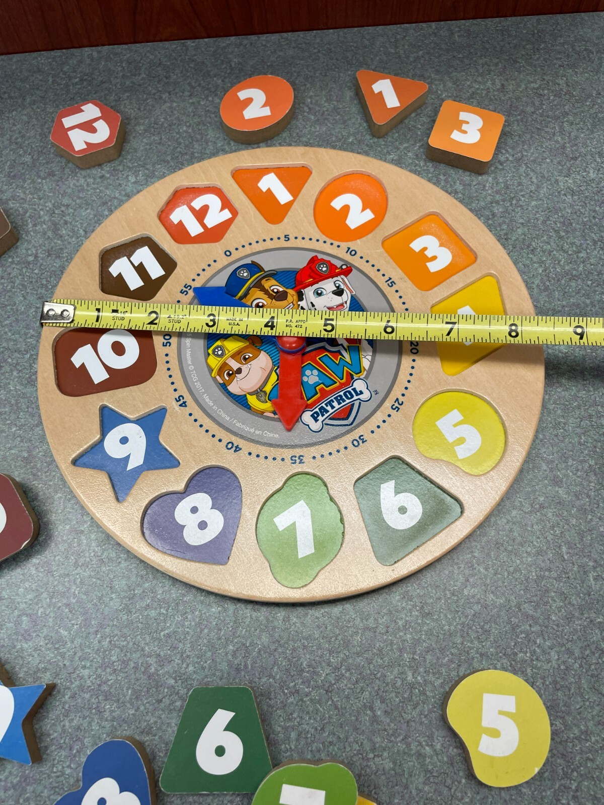 Paw Patrol 12 Piece Wooden Clock Number Puzzle By Spin Master Chase Marshall