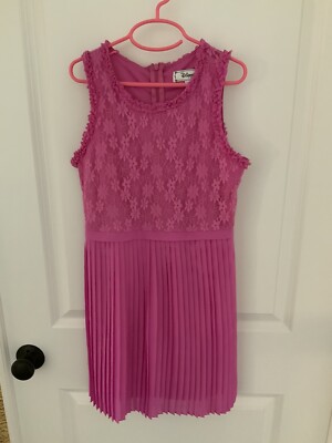 D-Signed Disney Girls Purple Lace Pleated Dress NWOT M Medium 10 12 Pretty