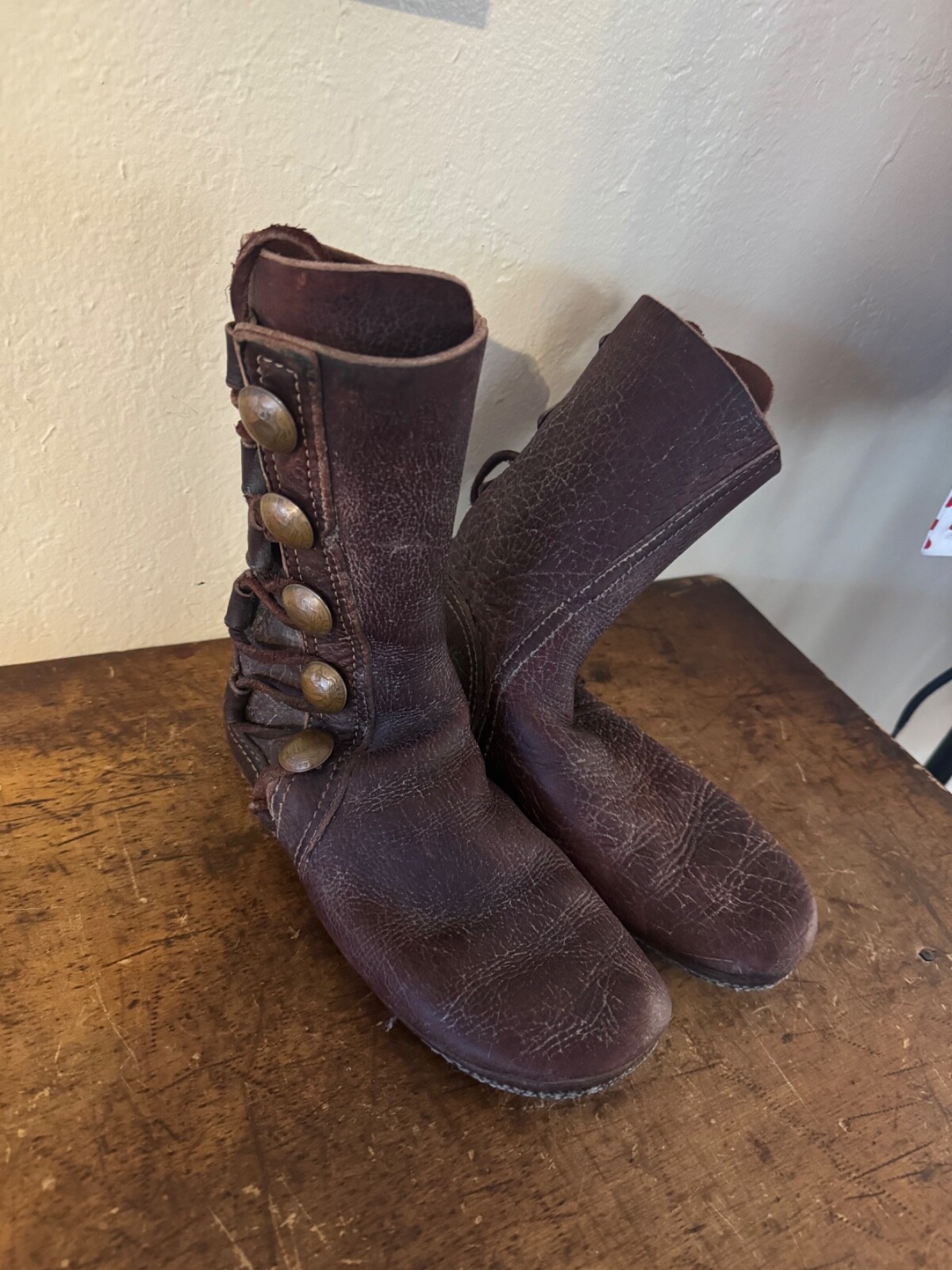 Vintage Bald Mountain Buffalo Nickel Moccasin Boots Brown