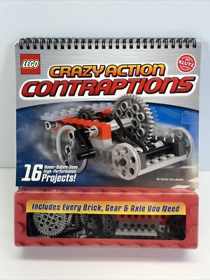 Klutz LEGO Crazy Action Contraption 16 Building Projects Kit Gears Axels 2008