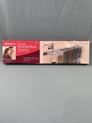 Closetmaid Chrome Tie Belt Scarves Jewelry Rack Wall Mount #8053 ~ 14 Hooks