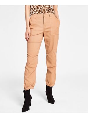 

Женские бежевые укороченные брюки-карго со средней посадкой INC стрейч с карманами на молнии, Бежевый, 100134437