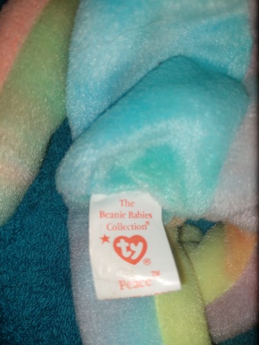 Rare Ty Beanie Baby PEACE Bear Retired TEDDY (1996) MWMT P.V.C Pellets