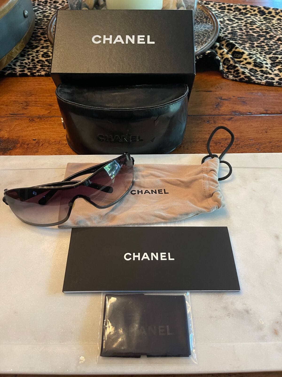 RARE CHANEL SUNGLASSES CAMELLIA SWAROVSKI CRYSTALS ORIGINAL BLACK VINTAGE  4164-B | eBay