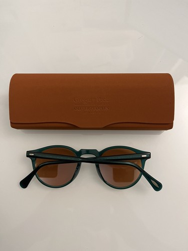 Pre-owned Oliver Peoples Gregory Peck Sun Limited Edition In Dark Teal/ Cognac Msrp$487 In Brown