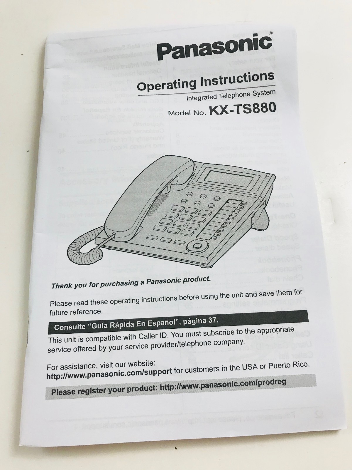 Panasonic KX-TS880B DECT 6.0 1-Handset 2-Line Landline Telephone Good condition