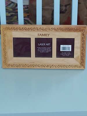 Photo Frame Wood Avante Laser Art Family Engraved 3- 2-1/8'' x 2 1/2''  1998