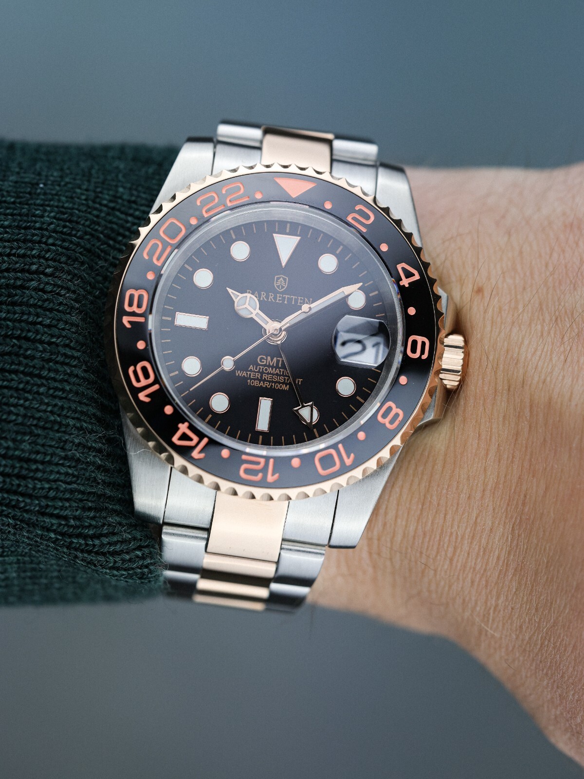 Pre-owned Seiko Barretten Rootbeer Gmt Custom Watch  Nh34 Men's Waterproof Ceramic Sapphire