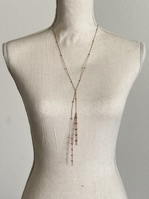 Argento Vivo 925 Sterling Silver Rose Gold Y Necklace Lariat Style New with Tag