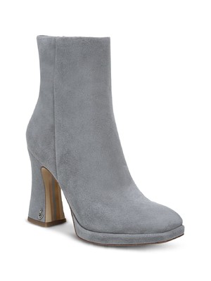 

SAM EDELMAN Женские серые кожаные ботильоны Goring Jaye с квадратным носком на блочном каблуке, размер 9 м, Серый, H8657L1