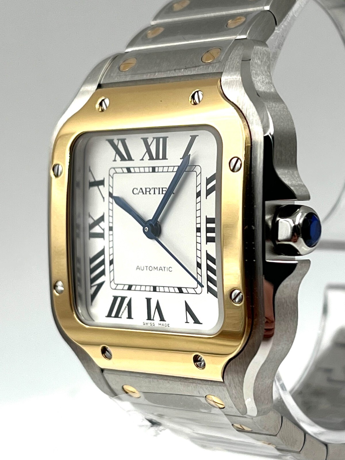 Pre-owned Cartier Santos White Dial Medium Size 35mm Two Tone W2sa0016 Unworn 2023