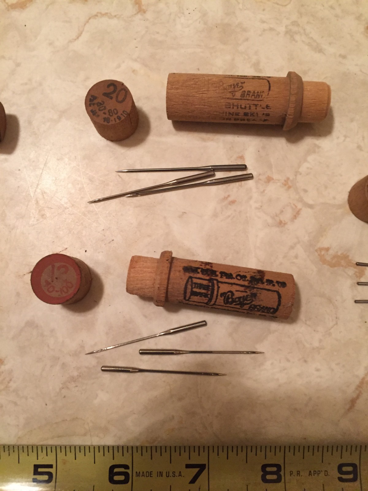 VINTAGE BOYE Needles & Cases WOODEN Sewing Machine Box/Lid Wood LOT Antique