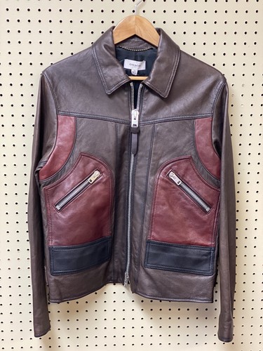 New 38R Mens Coach Leather Stinger Racer Jacket Dark Brown