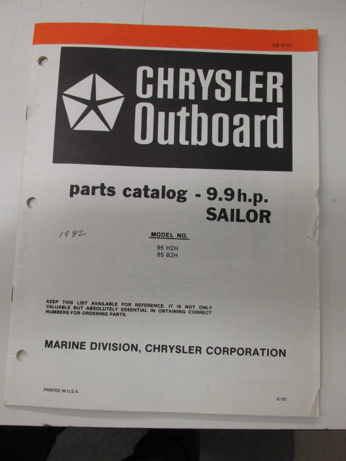 古いスミスのカタログ1982〜84 古いスミスのカタログ1982〜84 1982 Chrysler Outboard 9.9 hp