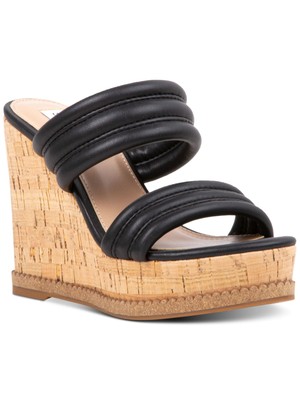 

STEVE MADDEN Черные женские босоножки на танкетке без шнуровки на каблуке 1-1/2 дюйма, размер 9,5, Черный, WIPE01S1