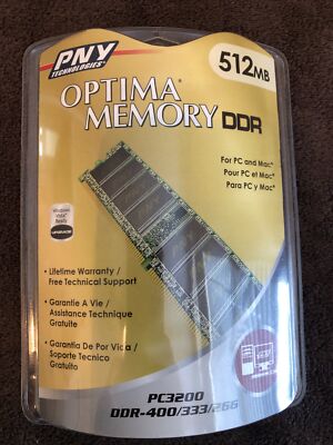 PNY OPTIMA 512MB DDR 333/266 MHz PC2700 DIMM Memory Module (NOS) NEW