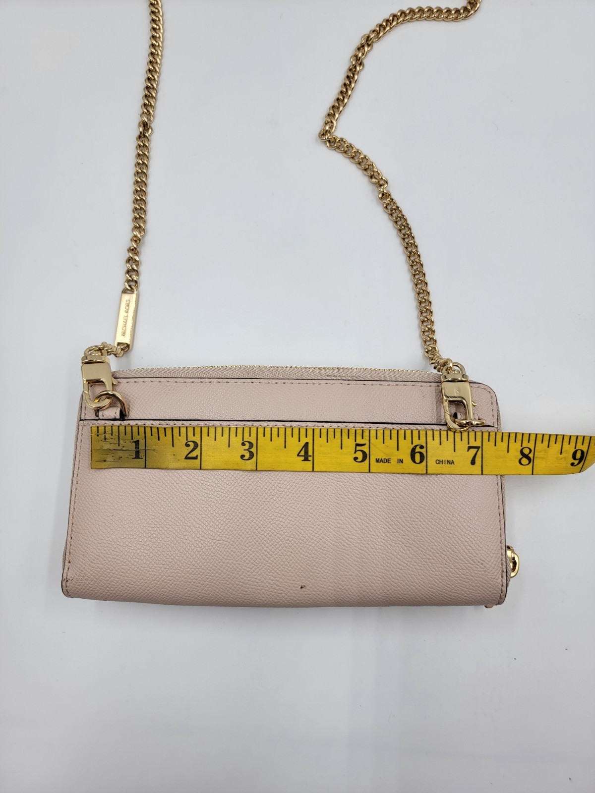 Michael Kors Convertible Leather Small Wallet On A Chain Women's Pink Zip Around - Picture 11 of 13