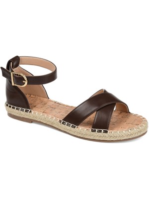 

JOURNEE COLLECTION Женские коричневые стеганые эспадрильи Lyddia с пряжкой, Коричневый, LYDDIA-SANDAL
