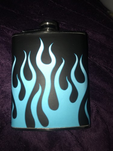 Stainless Steel Flask Blue And Black Flames Epic
