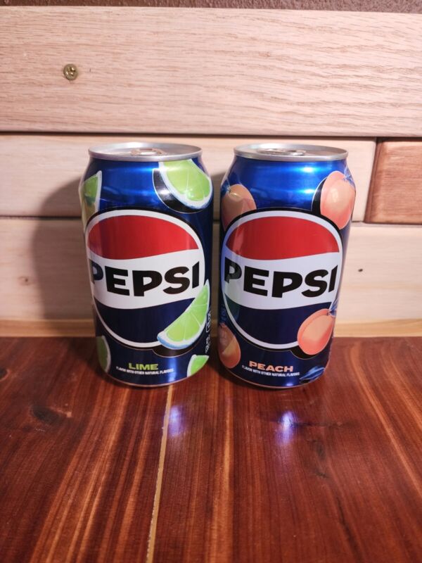 Brand New Limited Edition Rare Pepsi PEACH & LIME Flavored Soda (2 Cans)
