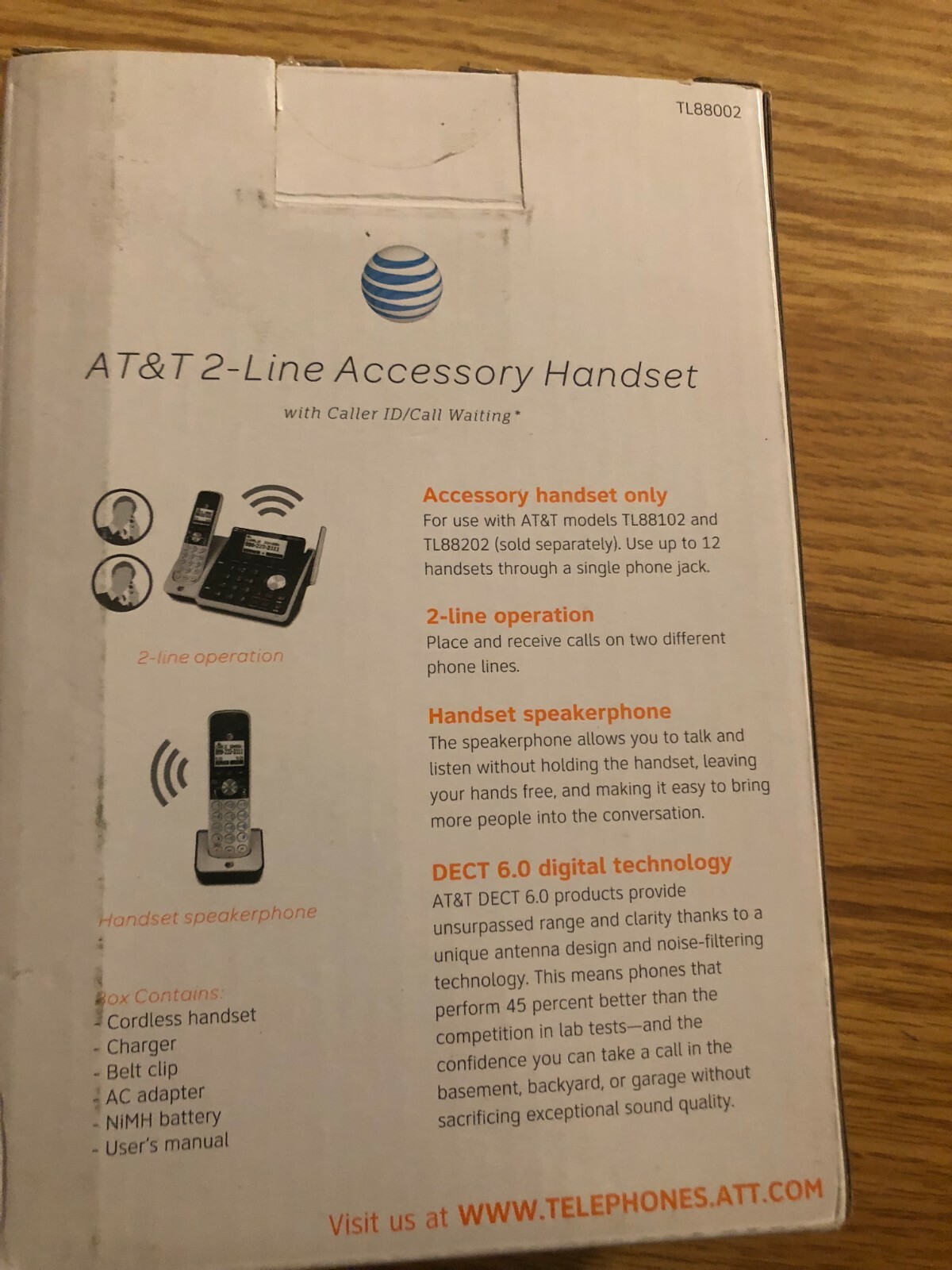 NEW AT&T TL88002 DECT 6.0 Accessory Handset for TL88102 Silver