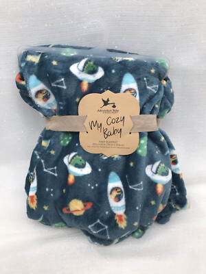 Adirondack Baby My Cozy Blanket Space Rockets Dinosaurs Dinos Boys Blue Stars