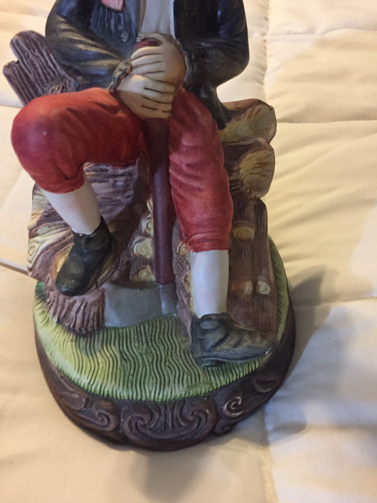 VINTAGE PORTUGAL ARTMARK BOY MAN WITH WOOD AXE CUTTING PORCELAIN FIGURE