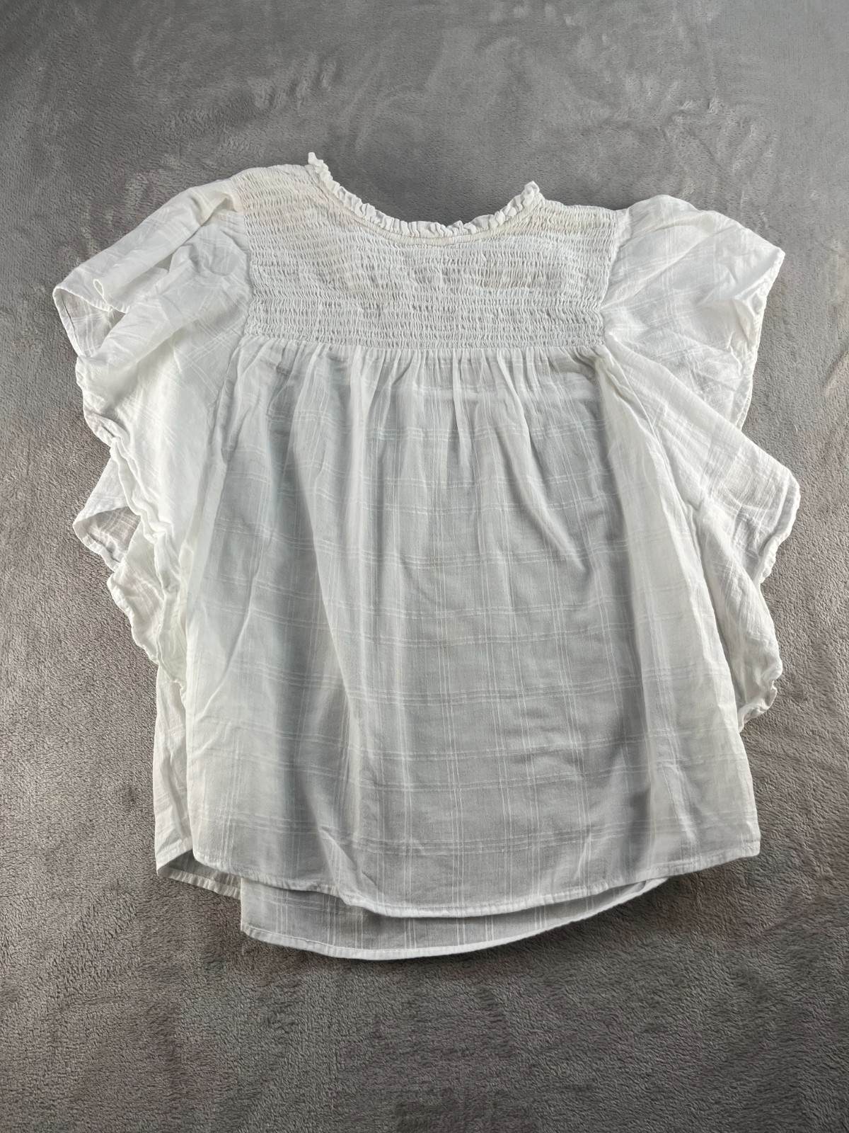 Beach Lunch Lounge Blouse Womens Medium White 100% Cotton Bat Sleeve Beach